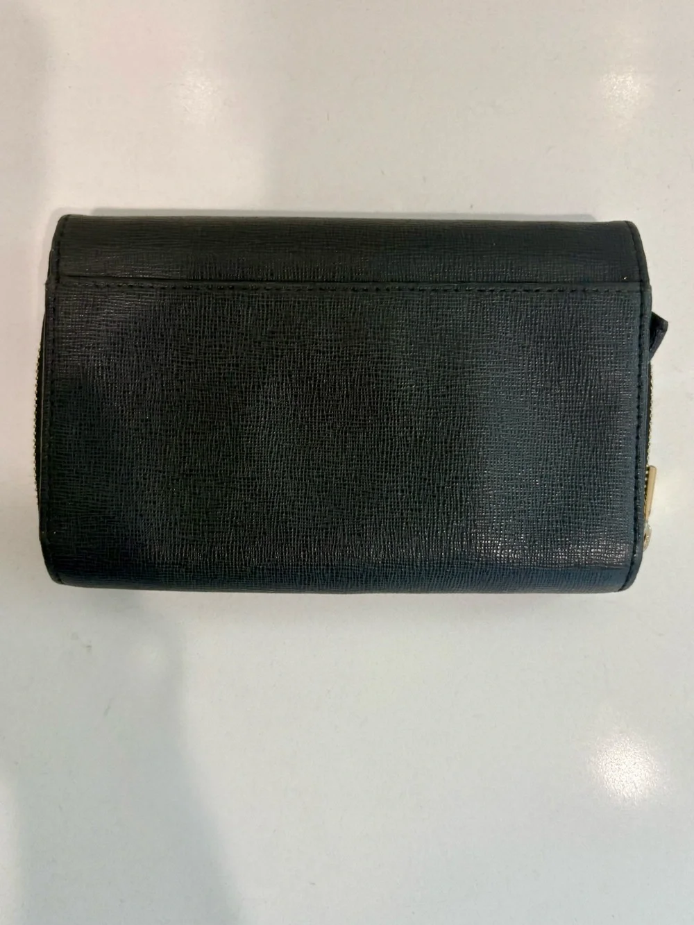 Furla Black Saffiano Leather Continental Wallet Gold Hardware